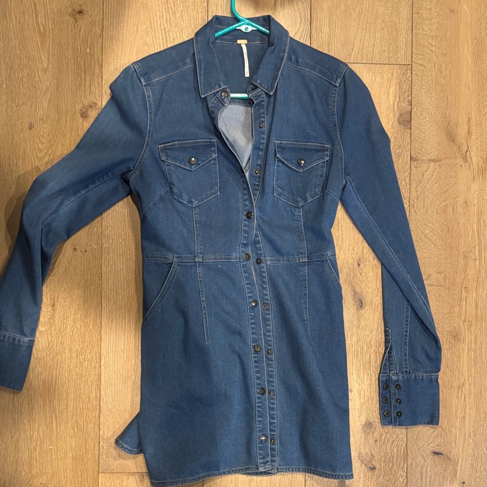 Free People Indigo Denim Shirt Dress